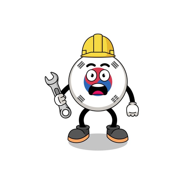 Character Illustration of south korea flag with 404 error