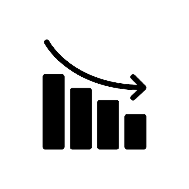 chart arrow down icon set decline downward chart vector symbol
