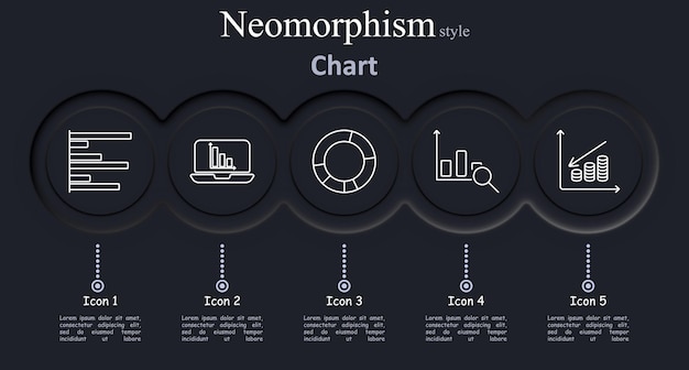 Chart set icon Bar chart laptop pie magnifying glass coins analysis data statistics finance graph research report business