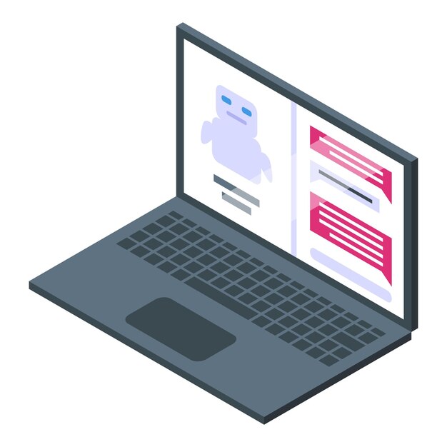 Chatbot communicating on laptop screen using artificial intelligence