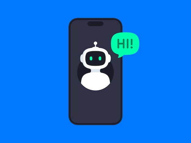 Chatbot concept Bot say Hi through the smartphone screen Vector illustration