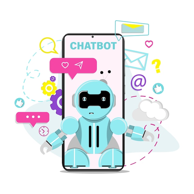 Chatbot robot virtual assistant  Flat vector illustration