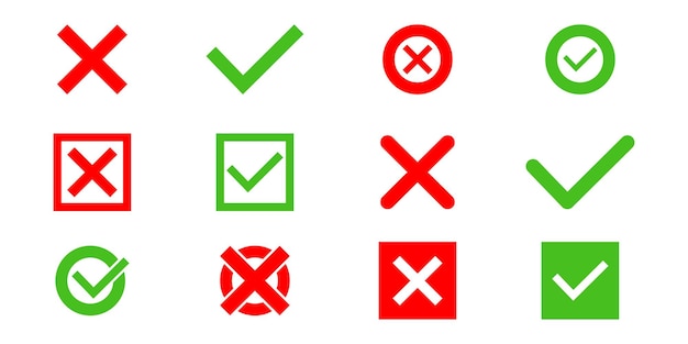 check and cross marks icons for validation and approval checkmark check cancel check list check box abstract minimal