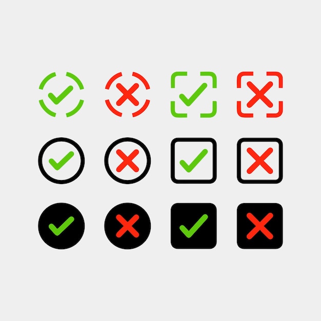 check and cross vector image icon design