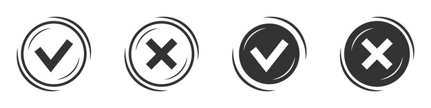 Check mark and cross icons Tick sign Vector illustration