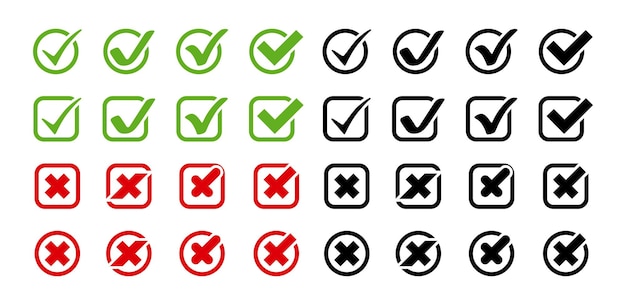 Check Mark and Cross Vector Icons button symbol
