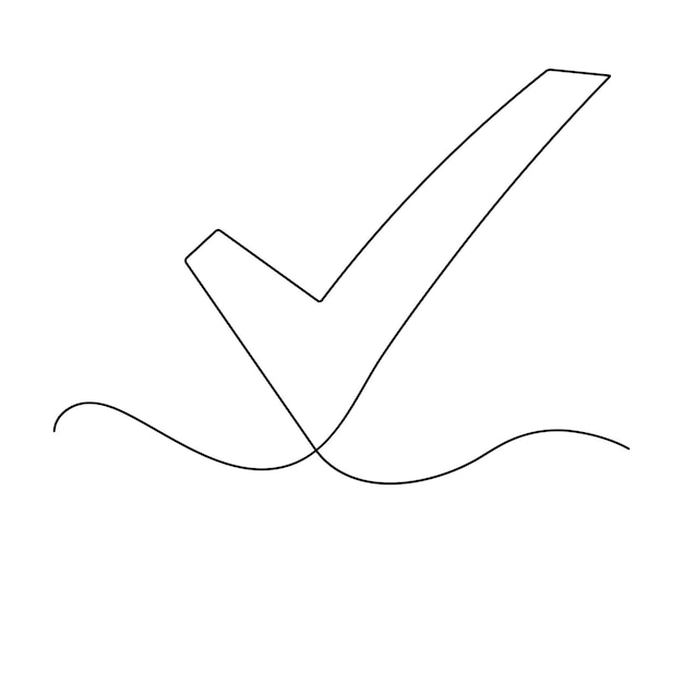 check mark icon continuous one line drawing of outline vector illustration