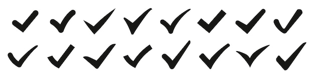 Check or tick icons Big set of black check or tick icons for design Check symbol isolated