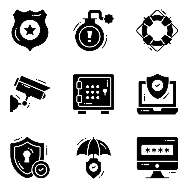 Check this amazing vectors set of security premium icons easy to use and download