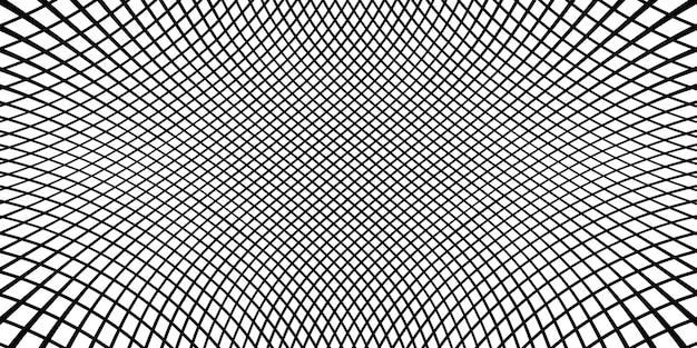 Checkered linear halftone texture black white dynamic rippled surface with visual 3D effect