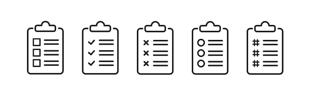 Checklist icon set Clipboard checklist or document Checkmark document checkbox on paper and more