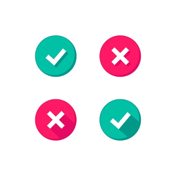 checkmark and cross sign set. approved. rejected. vector illustration on white background