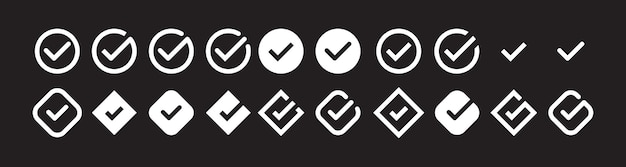 checkmark vector checkmark icon set approved symbol checked checkbox mark checkmark set editable linex9