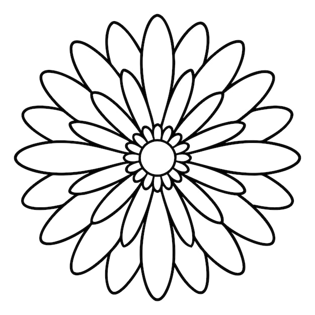 Cheerful Daisy Mandala Line Art Vector Illustration