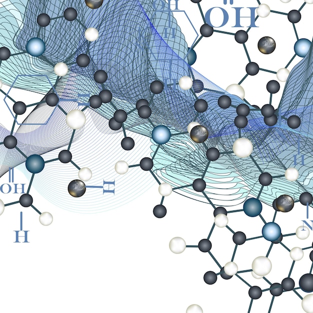 Chemistry abstract vector background in blue color
