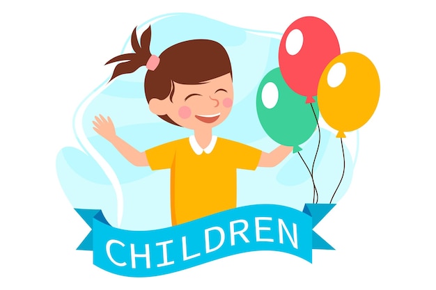 children39s day flat design illustration