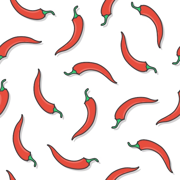chili pepper seamless pattern on a white background. fresh chili pepper icon vector illustration