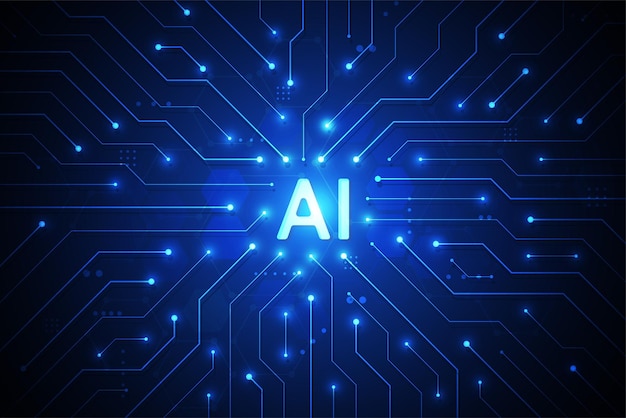 Chipset trí tuệ nhân tạo trên bảng mạch trong tác phẩm nghệ thuật công nghệ theo concept tương lai