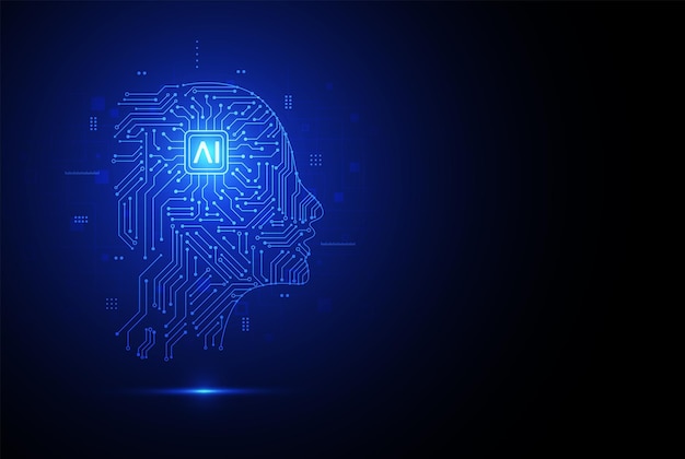 Chipset trí tuệ nhân tạo trên bảng mạch trong tác phẩm nghệ thuật công nghệ theo concept tương lai