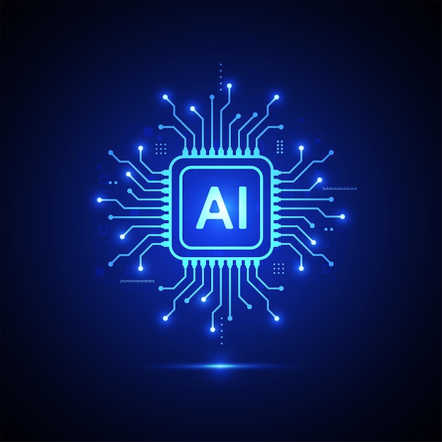 Chipset trí tuệ nhân tạo trên bảng mạch trong tác phẩm nghệ thuật công nghệ theo concept tương lai