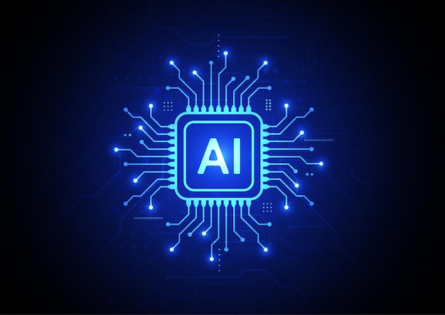 Chipset trí tuệ nhân tạo trên bảng mạch trong tác phẩm nghệ thuật công nghệ theo concept tương lai