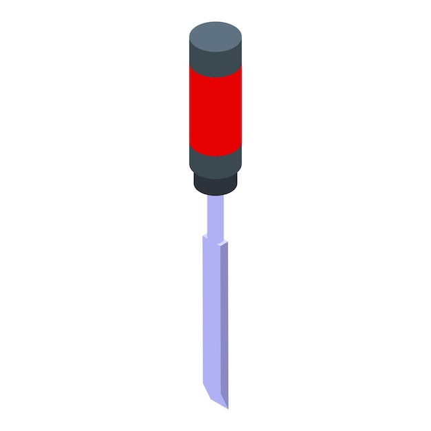 chisel icon isometric style chiseling tool for carpentry and woodworking