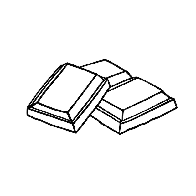 Chocolate doodle Vector illustration with three pieces of chocolate Chocolate line art
