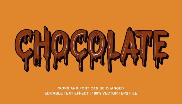 chocolate editable text effect template 3d bold sticky chocolate slime cartoon style typeface