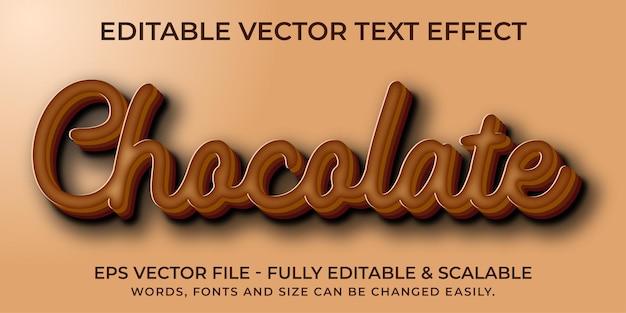 chocolate text effect editable vector