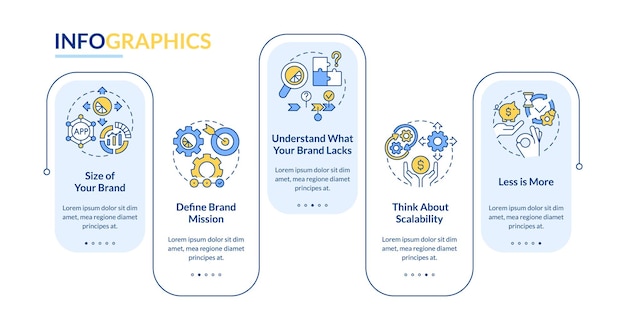 Choosing business tools factors rectangle infographic template