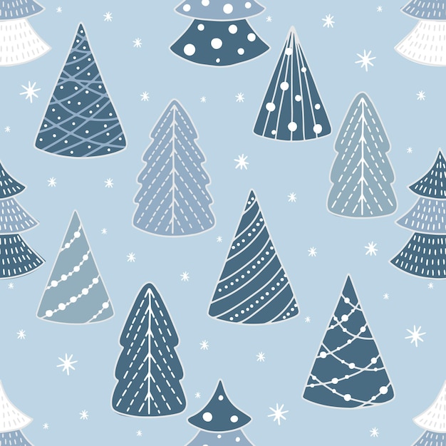 Christmas and Happy New Year seamless pattern with Christmas decorations.