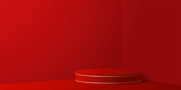 christmas banner of geometric 3d podium for product advertising