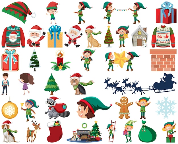 Christmas characters and elements set
