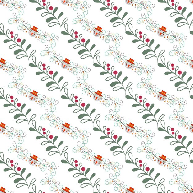 christmas flourishes swirl holly leaves seamless pattern