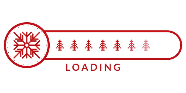 christmas loading bar with snowflake and xmas trees. holiday vector illustration