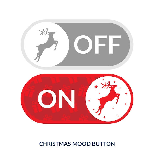 Christmas on-off toggle switch buttons template with reindeer. Xmas user interface design element