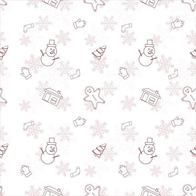 christmas repeat pattern created with christmas object outline shapes seamless christmas pattern