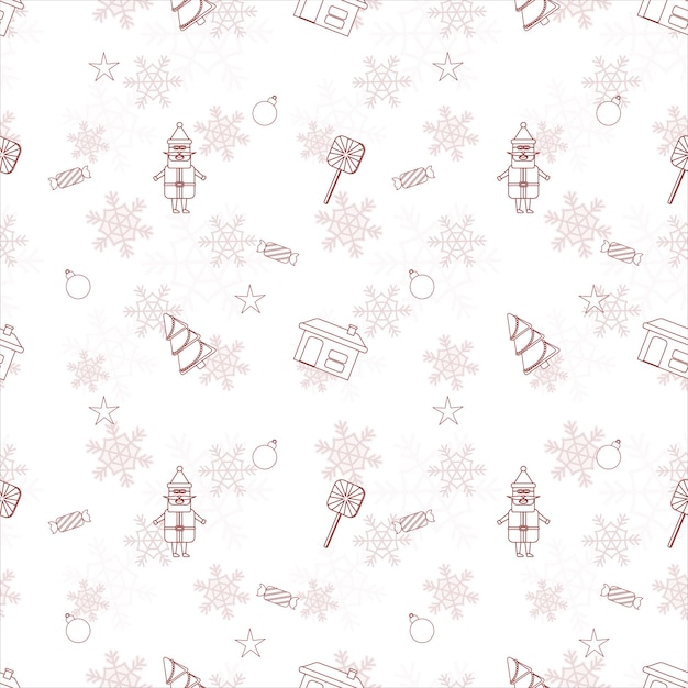 christmas repeat pattern created with christmas object outline shapes seamless christmas pattern