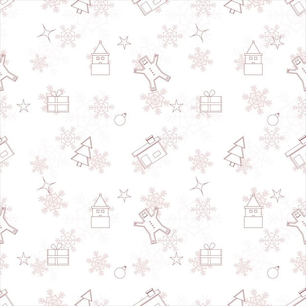 christmas repeat pattern created with christmas object outline shapes seamless christmas pattern