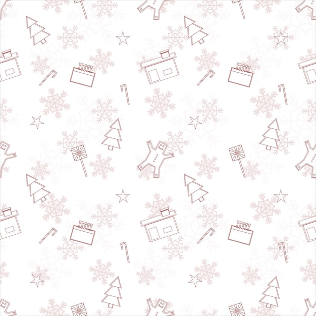 christmas repeat pattern created with christmas object outline shapes seamless christmas pattern