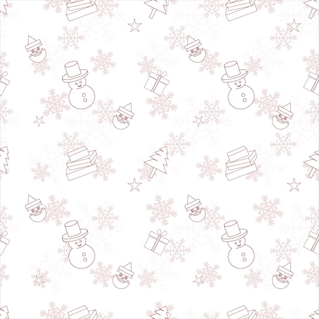 Christmas repeat pattern created with Christmas object outline shapes Seamless Christmas pattern