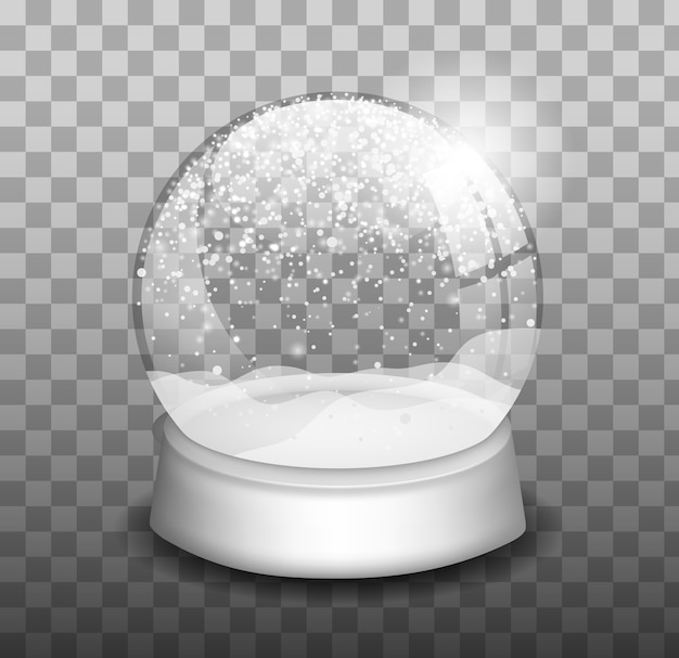 Christmas snow globe. Snowglobe. Winter Christmas Design Element. Glass Sphere.