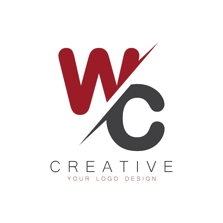 Vector chữ lồng đầu chữ wc với logo sáng tạo chữ cái