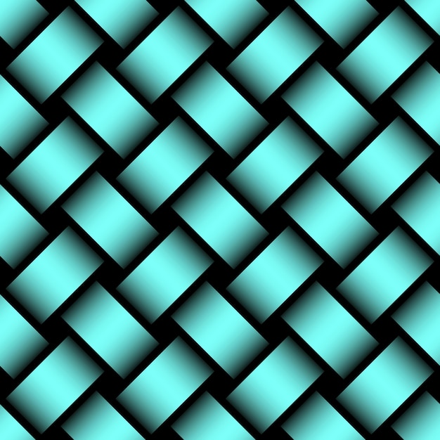 Cian gradient geometric 3d texture Abstract weaving vector seamless pattern