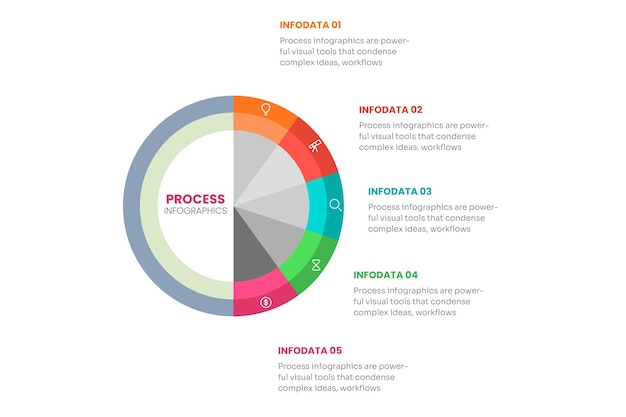Circle chart infographic template with 5 options for presentations advertising layouts vector