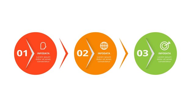 Circle concept for infographic with 3 steps options parts or processes Business data visualization