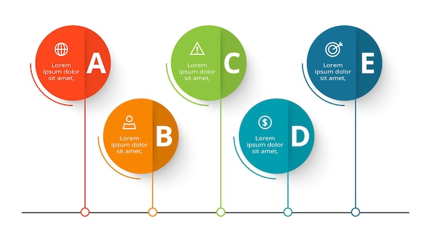 Circle concept for infographic with 5 steps options parts or processes Business data visualization