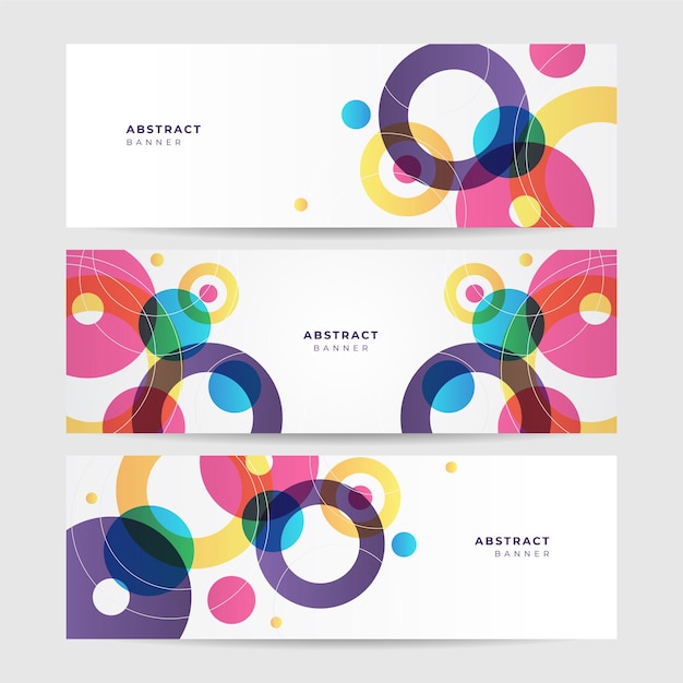 Circle memphis pink purple yellow colorful Abstract design banner