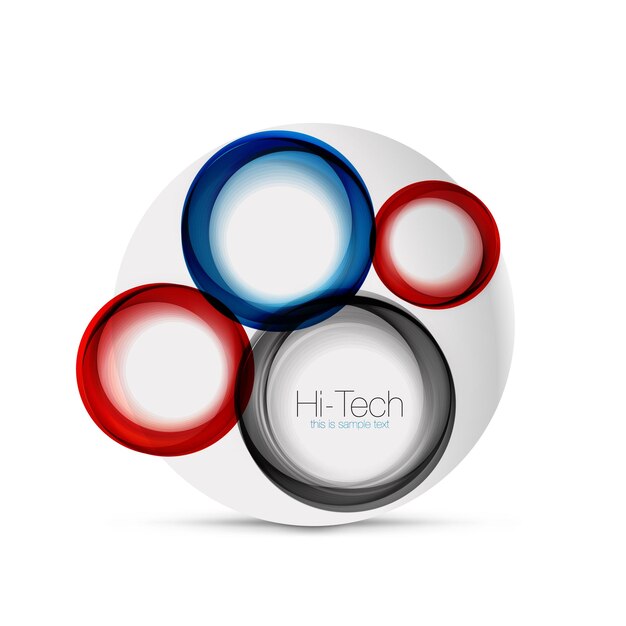 Circle web layout digital techno spheres web banner button or icon with text Glossy swirl color abstract circle design hitech futuristic symbol with color rings and grey metallic element