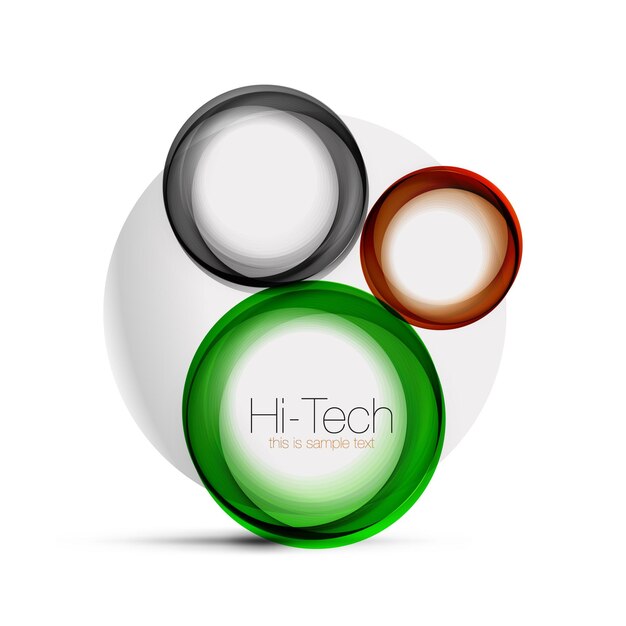 Circle web layout digital techno spheres web banner button or icon with text Glossy swirl color abstract circle design hitech futuristic symbol with color rings and grey metallic element